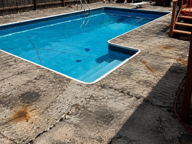 Before pool deck resurfacing project